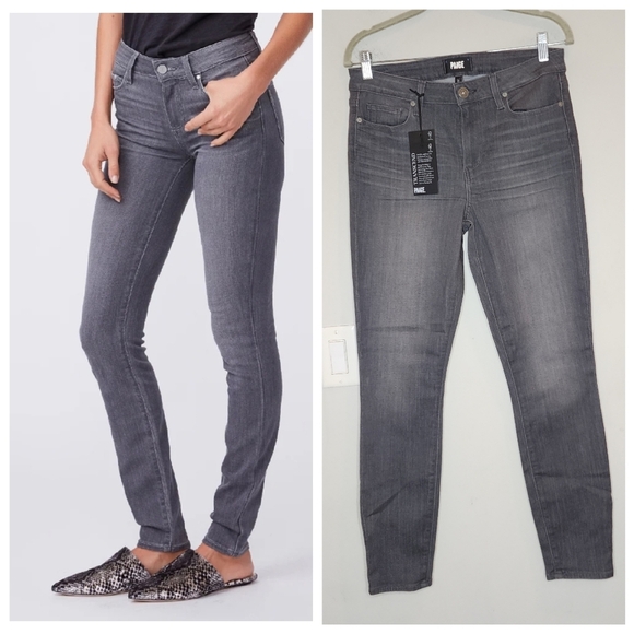 NWT Paige Verdugo skinny ankle grey stretch jeans.  Women's size 31 or 12 - Picture 1 of 14